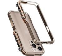 LOXO CASE Coque Bumper en Alliage d'Aluminium pour iPhone 16 Pro, Cadre Métallique sans Dos avec Fixation par Vis, Boutons Mécaniques et Design Industriel Minimaliste Ultra Fin, Désert