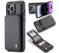 LOXO CASE Étui Portefeuille pour iPhone 15 Pro Max, Étui Portefeuille Pliable en Cuir PU avec 5 Emplacements pour Cartes et Boucle Magnétique, Support pour Carte de Crédit, Noir