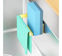 LOXSUN Porte éponge évier, Porte torchon Autocollant, Porte éponge à Vaisselle Cuisine 2 en 1, Porte torchon en Acier Inoxydable pour torchon, éponges, Brosse et Bouchon d'évier ( Or)