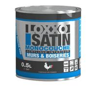 LOXXO - Loxxo Peinture Acrylique Murs et Plafonds Monocouche Satin - Conditionnement 0,5L, Couleur BLANC