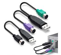 Loxzevox 2 Adaptateurs PS2 vers USB pour Clavier, Souris et Scanner Code-Barres, Convertisseurs USB Mâle vers PS/2 Femelle avec Double Port, Compatible PC, Laptop et Commutateur KVM