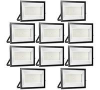 loyal Lot de 10 Projecteur LED 200W 20000LM, 6000K Blanc Froid Super Lumineux Spot Extérieur, Lumière Sécurité IP65 Étanche Verre Trempé à Grain Fin, Floodlight pour Entrée Terrasse Square Usine