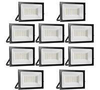 Loyal Lot de 10 spots d'extérieur 20 W, 2000 lm, super lumineux, blanc chaud 3000 K, étanche IP65, pour garage, hôtel, jardin