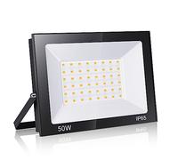 Loyal Projecteur 50W 5000LM, Blanc Chaud 3000K Super Lumineux Spot LED Extérieur, Lumière de Sécurité IP65 Étanche Verre Trempé à Grain Fin, Floodlight pour Entrée Terrasse Square Usine