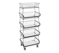 LoyaltyClivia Étagère de cuisine à 5 étages, empilable, panier à légumes, panier à fruits, chariot mobile avec 4 roues universelles, paniers de rangement combinables librement pour cuisine, salon,