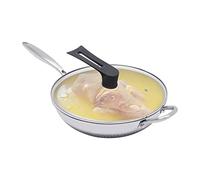LoyaltyClivia Poêle wok en acier inoxydable de 30,5 cm avec couvercle, compatible avec l'induction, technologie à trois couches antiadhésive, motif de structure en nid d'abeille résistant aux rayures,