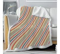 loyaltyer Plaid Canape Grande Taille Rayures ColoréEs Plaid Polaire 180x240 cm Épais Durable Facile à Entretenir Réversible Couverture en Microfibre Douce Chaud Cadeau pour Lit Canapé et Fauteuil