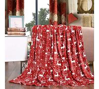 loyaltyer Plaid Canape Renne De NoëL Couverture Lestée Douce Pelucheuse en Mcro Flanelle LéGèRe Peluche Couverture Plaid Epais pour Genou Canapé Loisirs Couverture Lit 2 Personnes (180x220 cm)