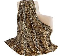 loyaltyer Grand Plaid Imprimé LéOpard Jaune Plaid Polaire 220x240 cm 3D Peluche Moelleux Confortable Microfibre Flanelle Couverture Douce pour Canapé Salon Couverture Lit, IdéE Cadeau