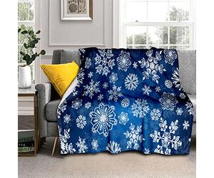loyaltyer Plaid Polaire Flocon De Neige De NoëL Bleu 220x240 cm 3D Peluche Moelleux Confortable Microfibre Flanelle Couverture Douce et Grand Plaid pour Canapé Salon Couverture Lit, IdéE Cadeau