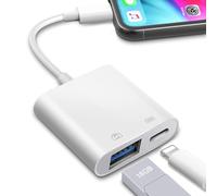 Loydia Adaptateur Lightning vers USB 3.0 avec Port de Charge Rapide, Adaptateur USB Caméra OTG Adaptateur pour iphone14/13/12/11 Flash Drive, Souris, Clavier