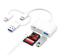 Loydia Lecteur de carte SD pour iPhone, lecteur de carte SD, adaptateur de carte mémoire avec double fente pour SD/microSD, adaptateur de carte SD Lightning, type C Memory Card Lecteur de carte SD