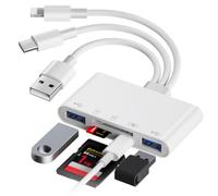 Loydia Lecteur de carte SD USB C SD Card Reader, lecteur de carte SD 5 en 1 pour iPhone, lecteur de carte USB pour SD & Micro SD, adaptateur de carte mémoire USB C, Plug & Play, adaptateur de carte SD