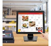 LOYEMAADE Écran tactile LCD 17" pliable 0 à 90° pour ordinateur de caisse de vente au détail avec ports HDMI, VGA, USB