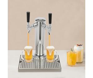LOYEMAADE Pompe à bière en acier inoxydable, Colonne de distribution ronde double cône, Distributeur de boisson avec bac d'égouttement amovible en acier inoxydable