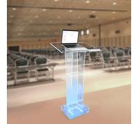 LOYEMAADE Pupitre Podium transparent chaire, support de podium acrylique avec étagère,Pupitre scolaire chaire église