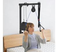 LOYEMAADE Redresseur de lit avec hauteur réglable 9 niveaux, potence de lit avec poignée triangulaire, aide au redressement, cou cervical, potence de lit autoportante mobile avec étirement de cou