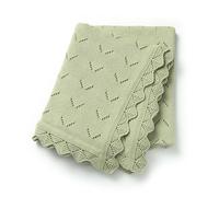 Loyfoky Couverture tricotée 100 % coton cellulaire douce et respirante pour garçon et fille, nouveau-nés, lange, berceau, vert, 100 x 80 cm