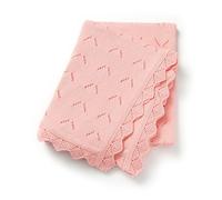 Loyfoky Couverture tricotée 100 % coton cellulaire doux et confortable pour garçon et fille, nouveau-nés, emmaillotage, landau, rose, 100 x 80 cm
