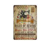 Loyience Panneau en étain avec inscription « Sewing There are Rules » - Décoration d'intérieur - Cadeau pour maman, papa et amis - 20,3 x 30,5 cm