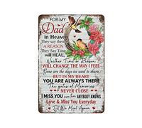 Loyience Plaque en métal avec inscription « For My Dad in Heaven Neither Time Or Reason Will Change The Way I Feel » - Décoration d'intérieur - Cadeau pour maman, papa et amis - 14 x 20 cm