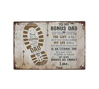 Loyience Plaque en métal rétro avec inscription « To My Bonus Dad, Thank You for Stepping in and Become The Dad You Didn't Have to Be Print, for Stepdad » - Cadeau rétro pour maman, papa et amis - 14