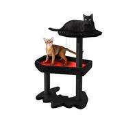Loyimioo Arbre à chat gothique avec bloc à griffer, élégant, noir et rouge, meuble d'Halloween confortable pour chatons