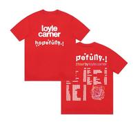 Loyle Carner - T-shirt en coton à manches courtes et col rond - Pour homme et femme - Tour du monde espoir 2025, Rouge, 3XL