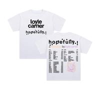 Loyle Carner - T-shirt en coton à manches courtes et col rond - Pour homme et femme - Tour du monde espoir 2025, blanc, 3XL