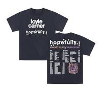 Loyle Carner - T-shirt en coton à manches courtes et col rond - Pour homme et femme - Tour du monde espoir 2025, bleu marine, 4XL