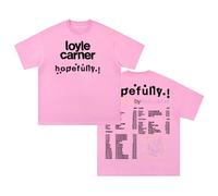 Loyle Carner - T-shirt en coton à manches courtes et col rond - Pour homme et femme - Tour du monde espoir 2025, rose, XXL