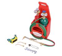 loyliawa Oxy Acetylene Torch Kit, Portable Oxyacetylene Welding and Cutting Kit, Long Pipe Brass Nozzle Welding Torch Kit with Gauge Oxygen Acetylene, Brass Nozzle Welding Cutting Torch Kit Red