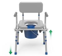 Loyoda Chaise percée de chevet éligible FSA/HSA avec siège et dossier rembourrés, capacité de 226,8 kg, seau amovible de 6,3 l, toilettes portables à hauteur réglable pour adultes, gris