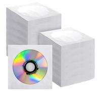 LOYORTY Lot de 1000 pochettes en papier blanc pour CD, DVD, pochettes CD avec fenêtre découpée et rabat, 80 g