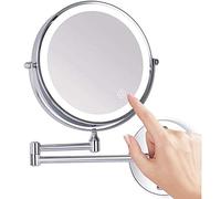 Loywe Miroir Maquillage LED Double Face Miroir Grossissant Mural x7 de Rotation à 360 Degrés avec Luminosité de L'écran Tactile Réglable pour Salle de Bain, Salle de cosmétiques LW70-7