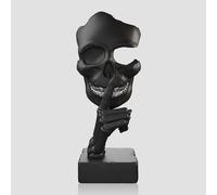 Loyzcy Statue de crâne d'halloween, Silence is Gold Art Abstrait, ne Parlez Pas du Mal, modélisation caractéristique Ornements, décoration d'intérieur, Bureau, bibliothèque