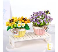 LOZ Blocs de construction Jouets éducatifs créatifs DIY Fleur éternelle Deux pots de fleurs bouquet de fleurs Plantes artificielles pour l'artisanat Décoration intérieure