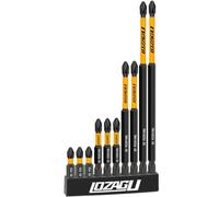 LOZAGU Lot de 10 embouts magnétiques PZ2 pour tournevis Pozidriv 25 mm, 50 mm, 100 mm, 152 mm avec boîte de rangement