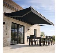 Lozio store banne motorisé 3,95 x 3 m en aluminium avec toile gris