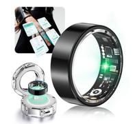 Lozltx Bague intelligente Android - Design en titane certifié militaire et IP68 - Puce JZ5.0 et erreur de mesure 0 % - Bague de fitness intelligente - 22 langues - Pour homme et femme - Noir #11