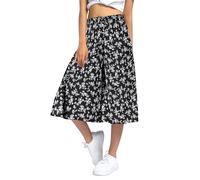 lozssnigzi Jupe Culotte Femme Décontractée 7/8eme Léger Taille Elastique Pantalon Été Chic Ample Jupe Culotte avec Poches Fluide Large Pantalons