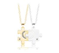 LOZTBUE 1 paire de collier puzzle d'âmes sœurs, cadeau romantique pour les couples, unisexe, collier en forme de cœur