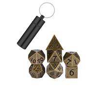 LOZTBUE 7 Pcs Métal Dés Jdr avec étui à Dés Porte-Clés, dés D&D Set, Jeu de dés DND pour Donjons et Dragons MTG RPG D20 Mini dés polyédriques et RPG Jeux de Table Cadeaux