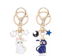LOZTBUE Porte-clés chat magique mignon de dessin animé, porte-clés commémoratif du personnage de Sailor Moon, adapté aux sacs, téléphones portables, voitures, filles et amoureux des chats