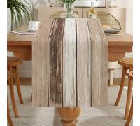 LOZULO Chemin de table vintage rustique en lin à rayures - Décoration de table d'extérieur imperméable - Beige - 33 x 183 cm, Linen2-Beige183