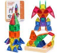 Lozzzyo Construction Magnetique Enfant, Set de Magnetic Tiles 60 Pièces pour Enfants 3-12 Ans, Jeux Magnetique Enfant avec Boîte Rangement Métal Portable Garçons Filles