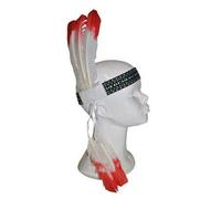 LP Divertissements Lot de 12 - Bandeau Indien 5 Plumes Blanc et Rouge