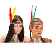 LP Divertissements Lot de 6 - Bandeau d'indien avec 2 Plumes Mix