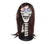 LP Divertissements Lot de 6 - Tête de Squelette avec Perruque et Lunettes Lumineuse 43cm