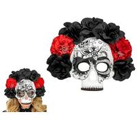LP Divertissements Masque Coque dia de Los Muertos crâne avec Roses Noires Adulte